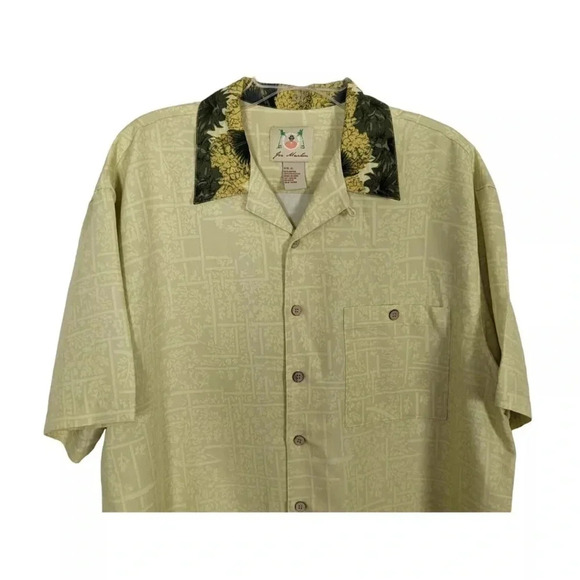Joe Marlin short sleeve pineapple Hawaiian yellow green men shirt sz XL - Picture 3 of 8